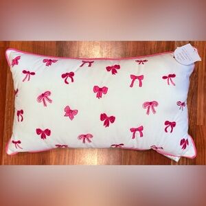 Velvet Embroidered Pillow with pink bows by Lolita, new with tags!🎀